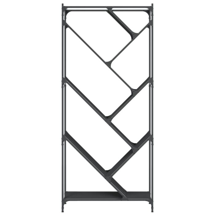 Bibliothèque noir 79x30x180 cm bois d'ingénierie et métal – Image 3