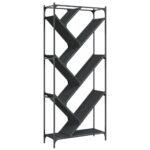 Bibliothèque noir 79x30x180 cm bois d'ingénierie et métal – Image 5