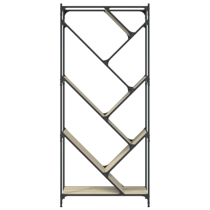 Bibliothèque chêne sonoma 79x30x180 cm bois ingénierie et métal – Image 3