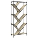 Bibliothèque chêne sonoma 79x30x180 cm bois ingénierie et métal – Image 5