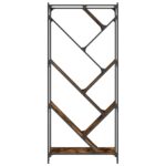 Bibliothèque chêne fumé 79x30x180 cm bois d'ingénierie et métal – Image 3