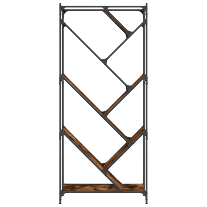 Bibliothèque chêne fumé 79x30x180 cm bois d'ingénierie et métal – Image 3