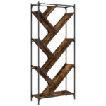 Bibliothèque chêne fumé 79x30x180 cm bois d'ingénierie et métal – Image 5