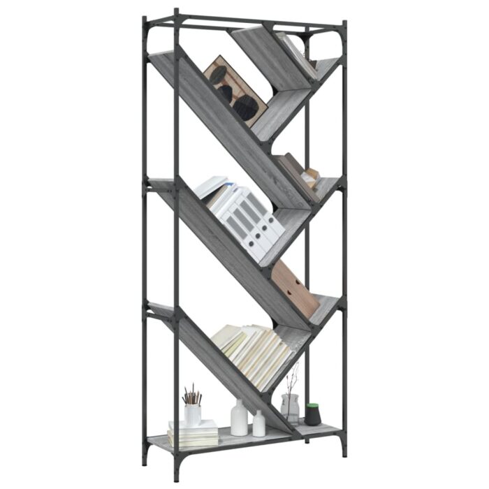 Bibliothèque sonoma gris 79x30x180 cm bois ingénierie et métal – Image 2
