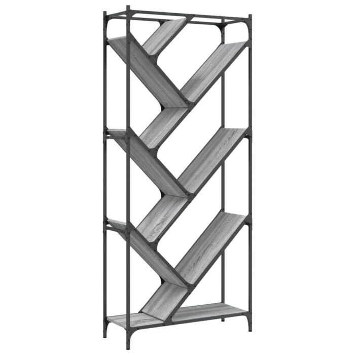 Bibliothèque sonoma gris 79x30x180 cm bois ingénierie et métal – Image 5