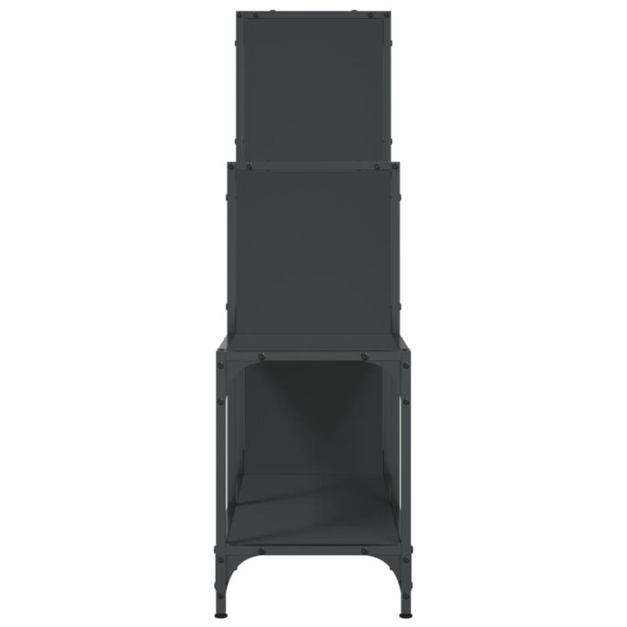 Bibliothèque noir 92x30x102 cm bois d'ingénierie et métal – Image 4