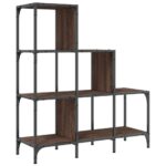 Bibliothèque chêne marron 92x30x102 cm bois ingénierie et métal – Image 5