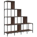 Bibliothèque chêne marron 122x30x132cm bois ingénierie et métal – Image 5