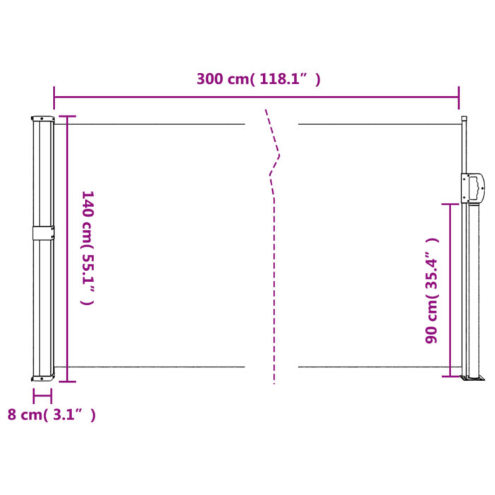 Auvent latéral rétractable taupe 140x300 cm – Image 8