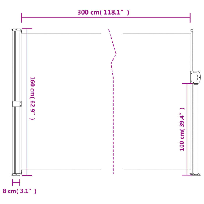Auvent latéral rétractable blanc 160x300 cm – Image 8