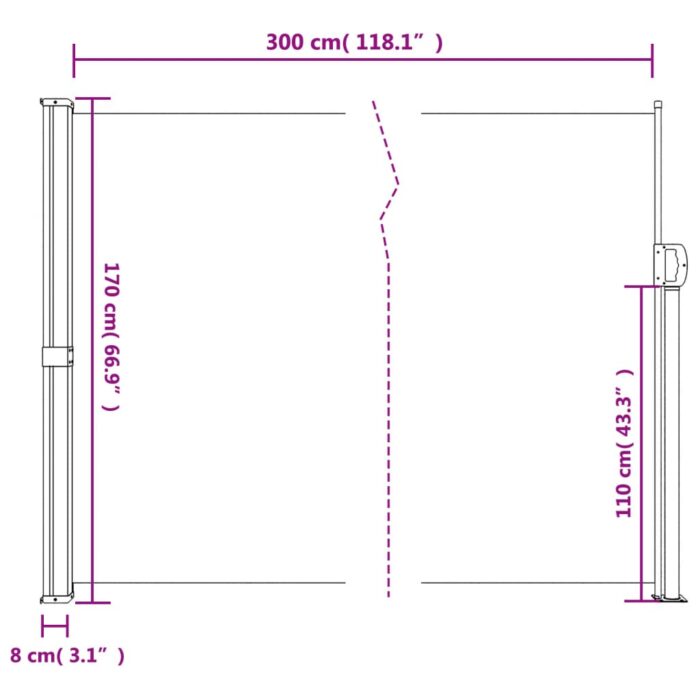 Auvent latéral rétractable blanc 170x300 cm – Image 8