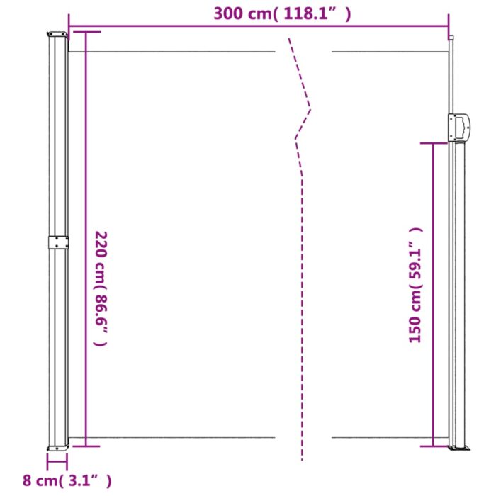 Auvent latéral rétractable crème 220x300 cm – Image 8