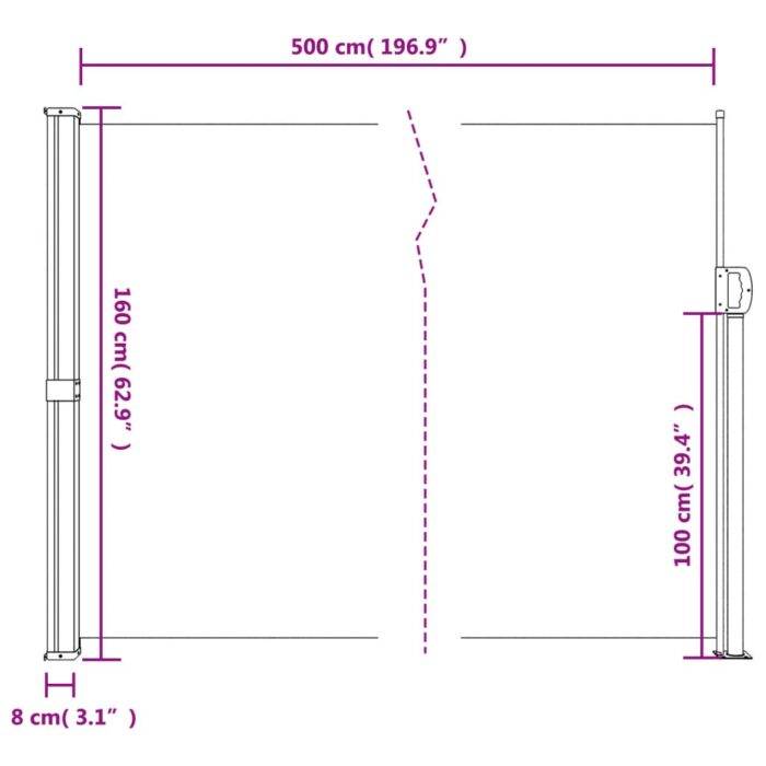 Auvent latéral rétractable crème 160x500 cm – Image 8