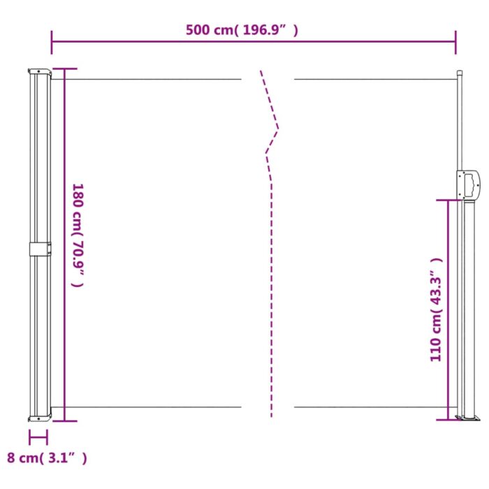 Auvent latéral rétractable crème 180x500 cm – Image 8
