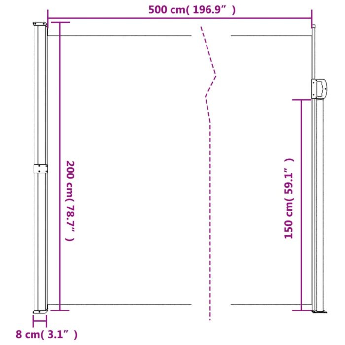 Auvent latéral rétractable marron 200x500 cm – Image 8