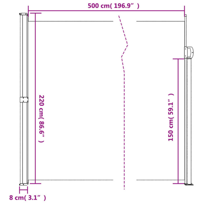Auvent latéral rétractable vert foncé 220x500 cm – Image 8