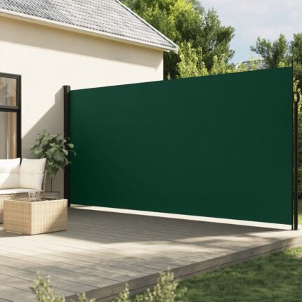 Auvent latéral rétractable vert foncé 220x500 cm
