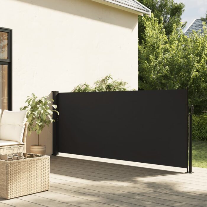 Auvent latéral rétractable noir 140x600 cm – Image 1