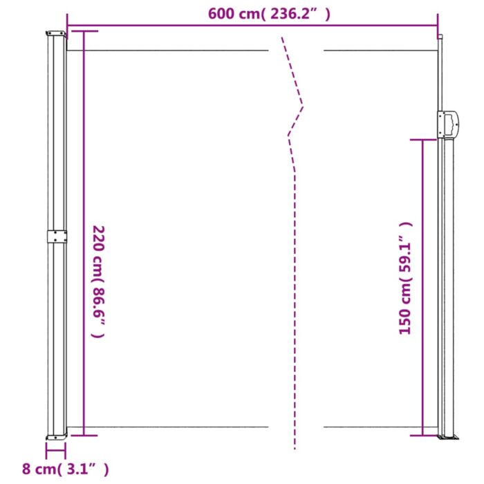 Auvent latéral rétractable vert foncé 220x600 cm – Image 8