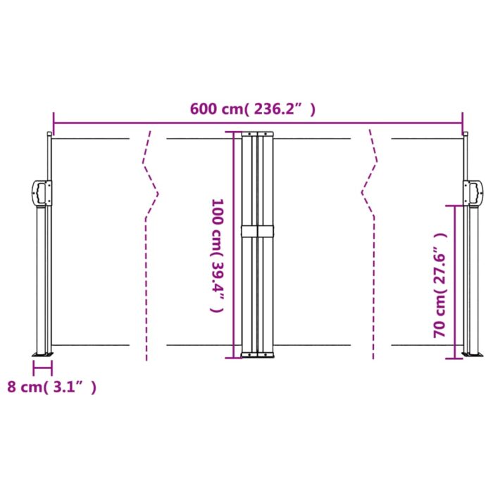 Auvent latéral rétractable anthracite 100x600 cm – Image 8