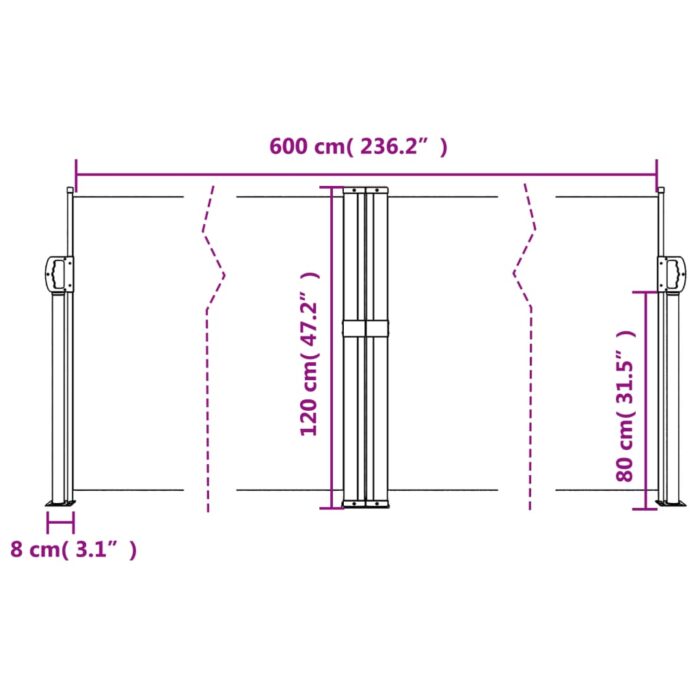 Auvent latéral rétractable bleu 120x600 cm – Image 8