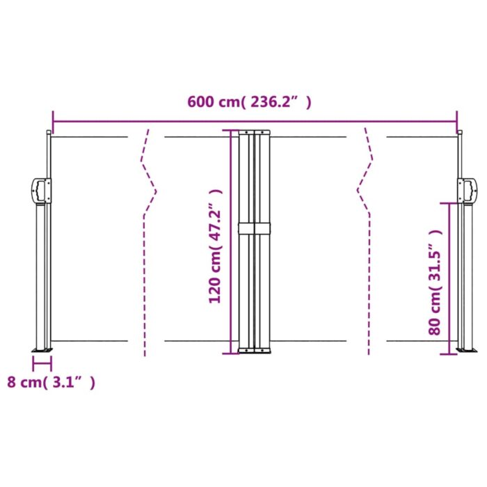 Auvent latéral rétractable terre cuite 120x600 cm – Image 8