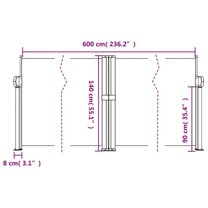 Auvent latéral rétractable crème 140x600 cm – Image 8