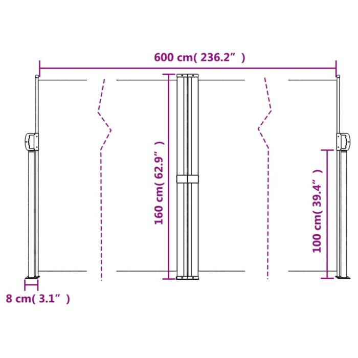 Auvent latéral rétractable marron 160x600 cm – Image 8