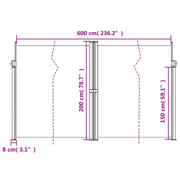 Auvent latéral rétractable terre cuite 200x600 cm – Image 8