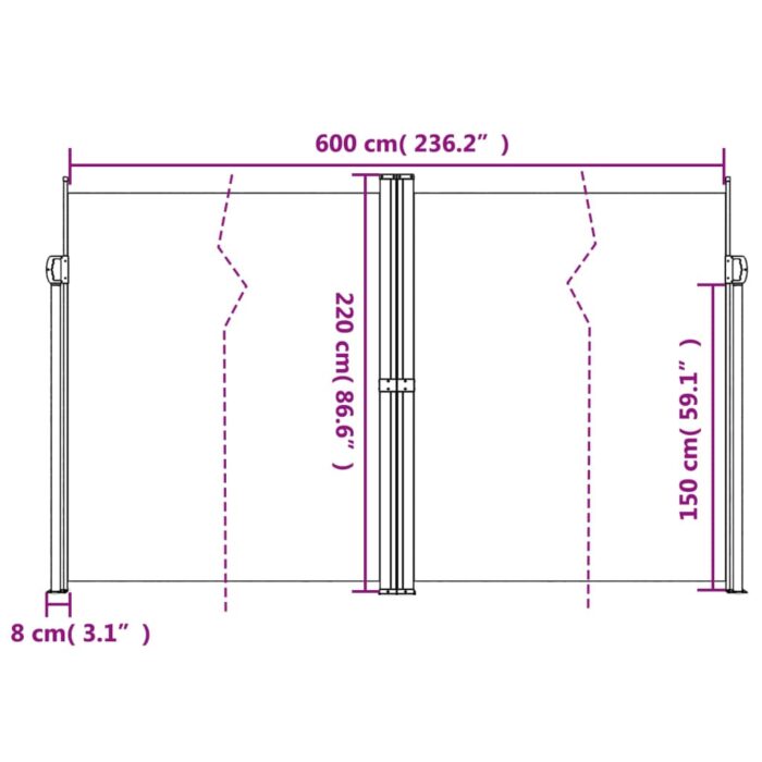 Auvent latéral rétractable crème 220x600 cm – Image 8