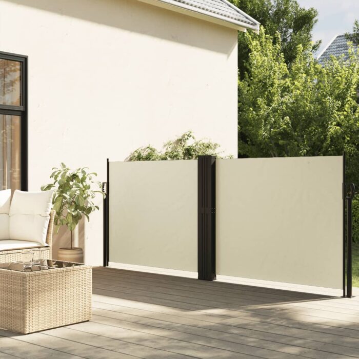 Auvent latéral rétractable crème 120x1000 cm – Image 1