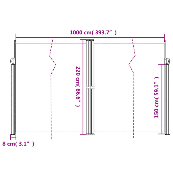 Auvent latéral rétractable crème 220x1000 cm – Image 8