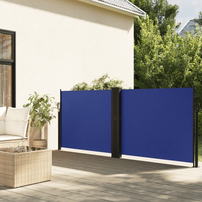 Auvent latéral rétractable bleu 120x1200 cm – Image 1