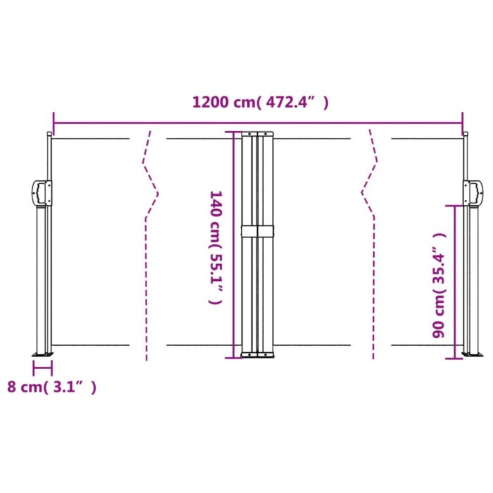 Auvent latéral rétractable crème 140x1200 cm – Image 8