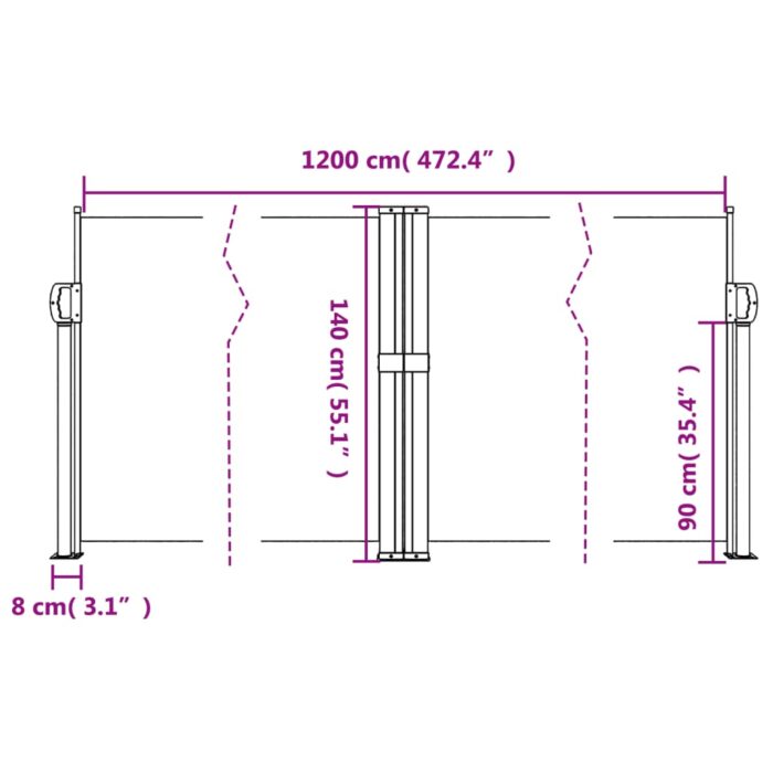 Auvent latéral rétractable crème 140x1200 cm – Image 9