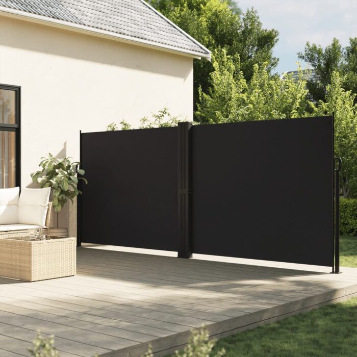 Auvent latéral rétractable noir 180x1200 cm – Image 1