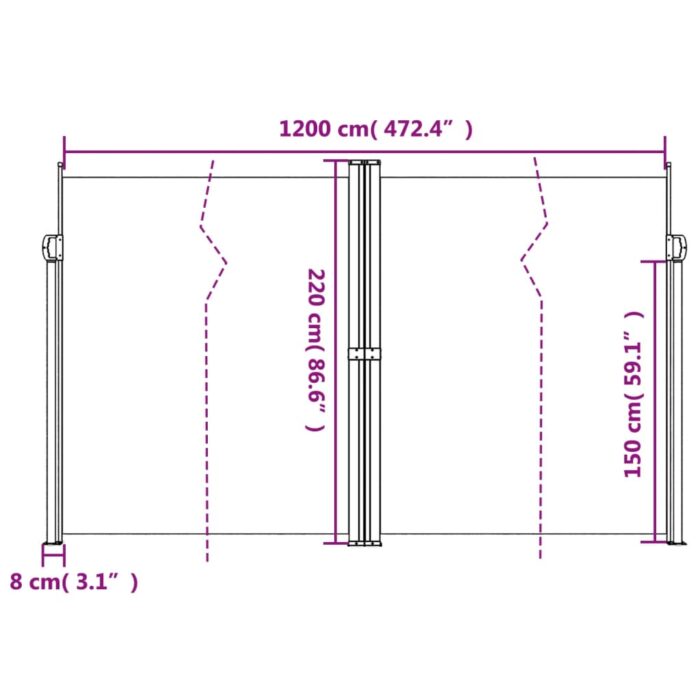 Auvent latéral rétractable Rouge 220x1200 cm – Image 8