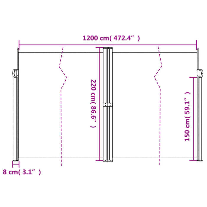 Auvent latéral rétractable taupe 220x1200 cm – Image 8