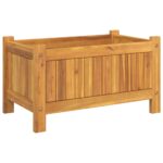 Jardinière avec doublure 54x31x30 cm bois massif d'acacia – Image 3