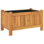 Jardinière avec doublure 54x31x30 cm bois massif d'acacia – Image 5