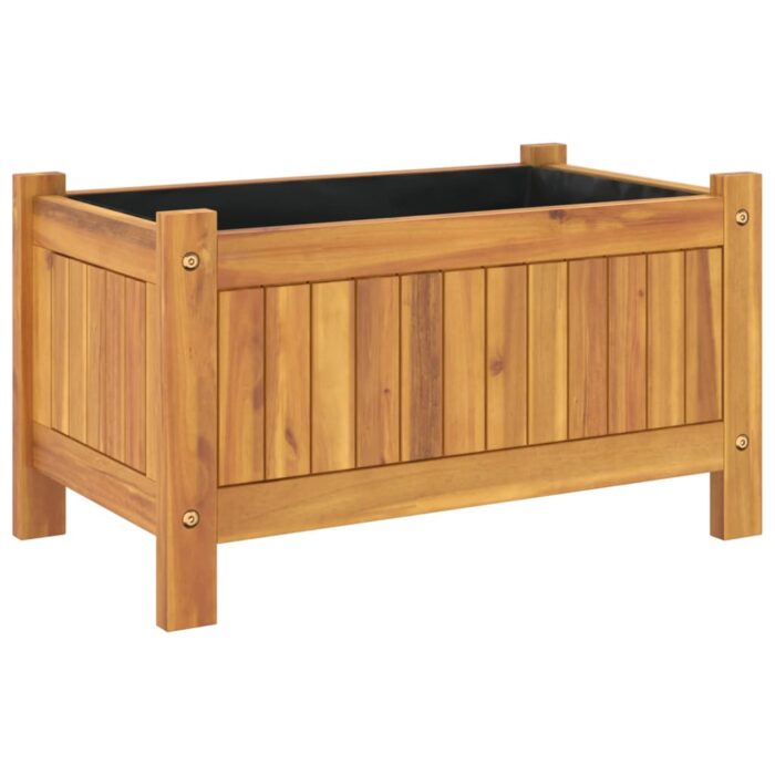 Jardinière avec doublure 54x31x30 cm bois massif d'acacia – Image 5