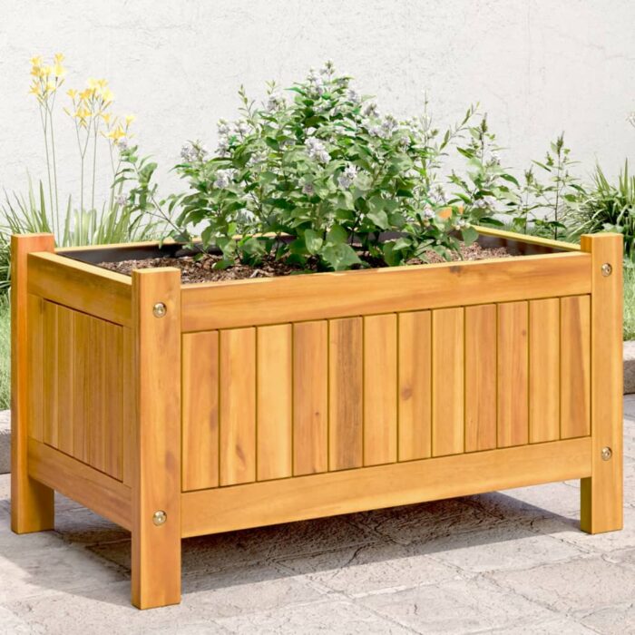 Jardinière avec doublure 54x31x30 cm bois massif d'acacia – Image 1