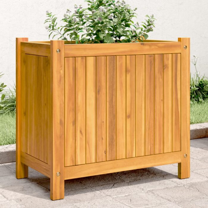 Jardinière avec doublure 54x31x50 cm bois massif d'acacia – Image 1