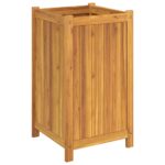 Jardinière avec doublure 42x42x75 cm bois massif d'acacia – Image 3