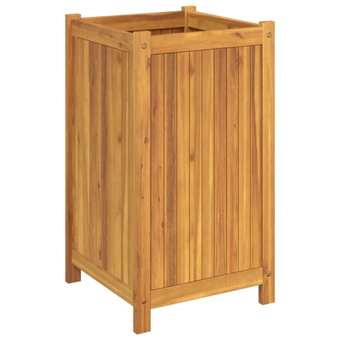 Jardinière avec doublure 42x42x75 cm bois massif d'acacia – Image 3
