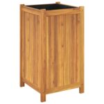 Jardinière avec doublure 42x42x75 cm bois massif d'acacia – Image 5