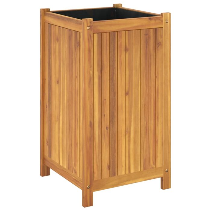 Jardinière avec doublure 42x42x75 cm bois massif d'acacia – Image 5