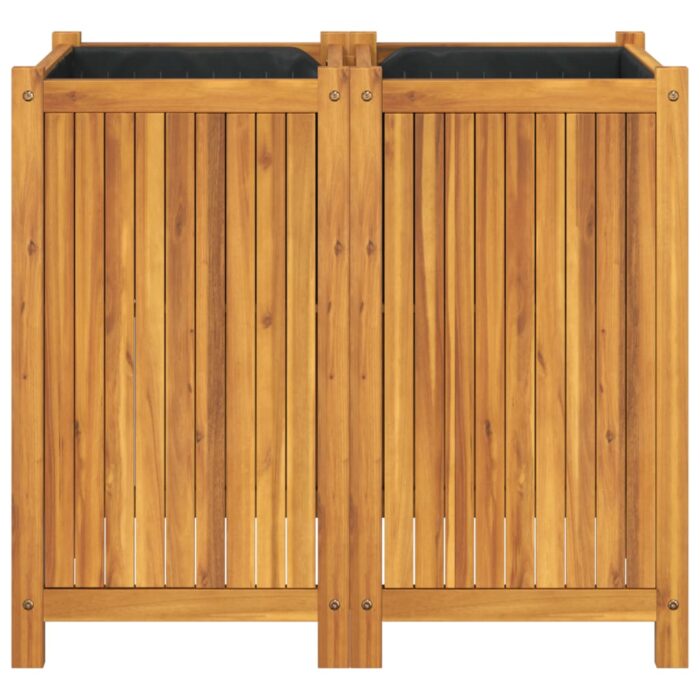 Jardinière avec doublure 84x42x75 cm bois massif d'acacia – Image 2