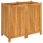 Jardinière avec doublure 84x42x75 cm bois massif d'acacia – Image 3