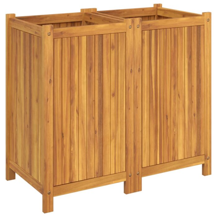 Jardinière avec doublure 84x42x75 cm bois massif d'acacia – Image 3
